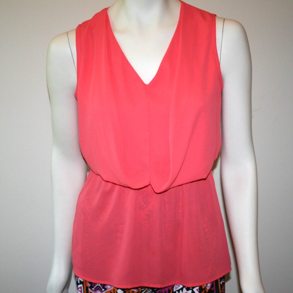*New* My Beloved Coral Sleeveless Drape Front Blouse